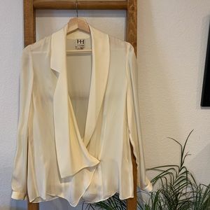 HAUTE HIPPIE EUC Drapey Silk Blazer Jacket